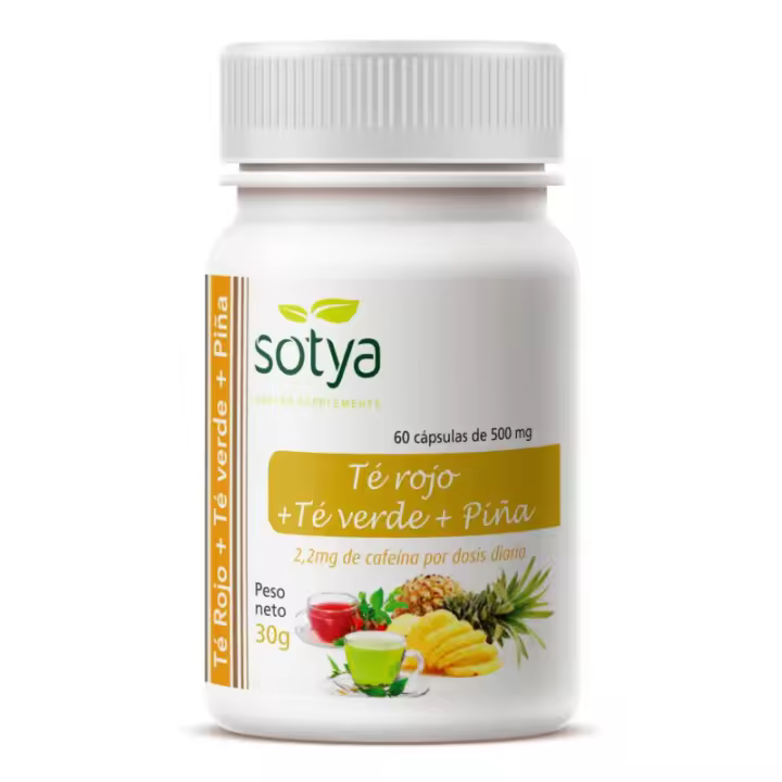 Te Verde, Te Rojo Y Piña 500 mg 60 Cápsulas Sotya - 1