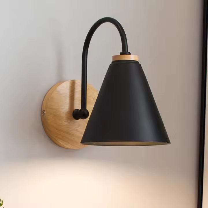 Lámpara De Pared Nórdica En Madera Sólida Luz Creativa De Macarón Moderna Para Dormitorio Y Sala De Estar E27 Sin Bombillas Incluidas - 1