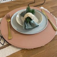 Juego De Tapetes Redondos Para Mesa De Café En Cuero Sintético Negro Lujo Accesorios Para Cocina Decoración Navideña Estilo Americano - details 9