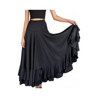 HOGARISIMO Falda flamenca negra con doble volantes de calidad, falda mujer de baile larga ,falda de flamenca espanola - details 0