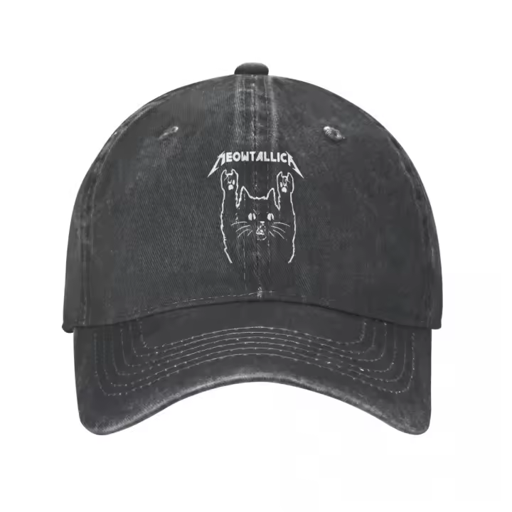 Gorro De Béisbol Ajustable Para Hombres Y Mujeres Con Estampado De Música Rock Vintage Y Meowtallica Protección Solar Para Actividades Al Aire Libre - 1