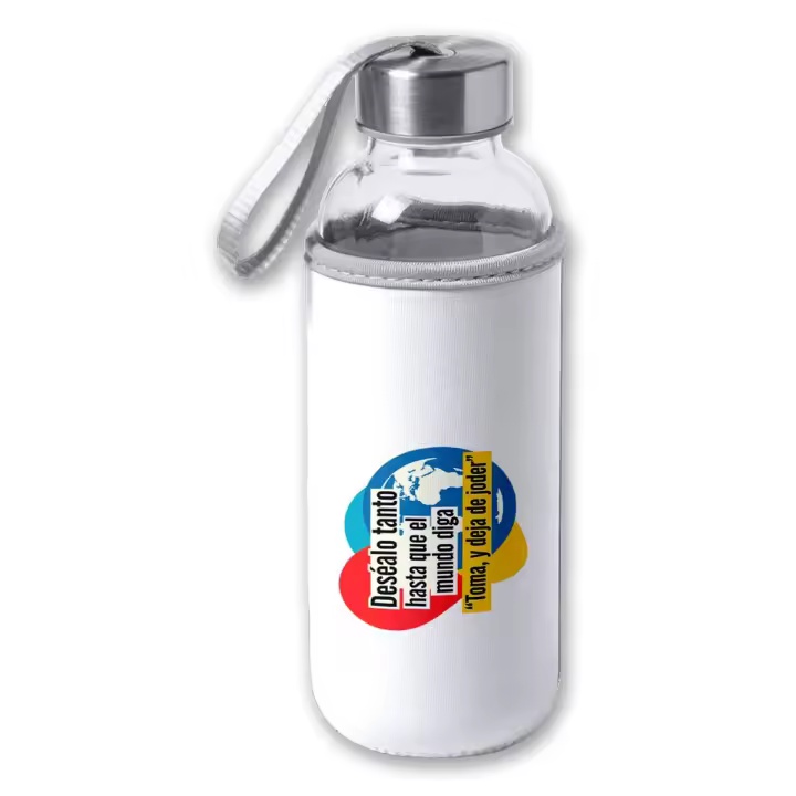 MERCHANDMANIA Bidón de 420 ml con Funda de neopreno frase motivadora deseo sueño esfuerzo tapon seguridad - 1