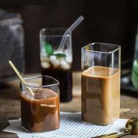 Vaso De Leche Para Té De Vidrio Borosilicato Transparente Cuadrado Eco-amigable Para Bebidas Frías Y Calientes 250/350/450ML - details 2