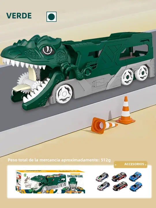 Set De Juego Con Camión Transportador De Dinosaurios Y 6 Coches Miniaturas Para Niños Juguetes Educativos De Plástico Sin Batería - 1