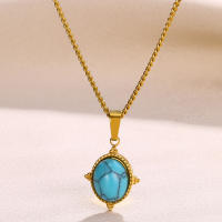 Collar Colgante Forma De Lágrima Dorado Para Mujer Acero Inoxidable Piedra Natural Joyería Moda Regalo Para El Día De La Mujer - details 13