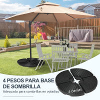 Outsunny Base para Sombrilla de 4 Piezas Soporte para Parasol Rellenable con Arena 68 kg o Agua 52 L para Jardín Patio Terraza Negro - details 3