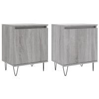 vidaXL Mesitas de noche 2 unidades madera de ingeniería 40x30x50 cm Blanco, Blanco brillante, Roble Sonoma Mesita habitacion mesitas de noche dormitorio para Salón, Estudio, Mesa Auxiliar - details 1