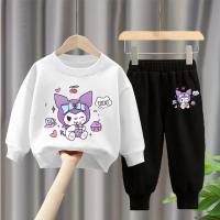 Conjunto De Sudadera Y Pantalones Para Niñas Sanrio Kuromi Estampado Casual Deporte Dos Piezas O-Neck Cuello Sin Capucha - details 5