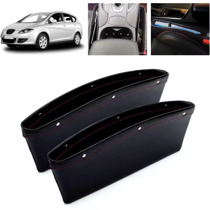 2 Organizadores de cuero sintético para Zapatos de coche, para guardar Llaves, dinero, teléfono, etc. (Negro) - 1