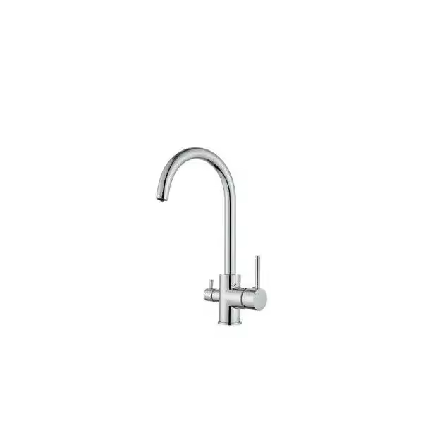 VALAZ Amazonas Grifo de cocina de 3 vías con salida de ósmosis y caño giratorio fabricado con latón de acabado cromado - 1