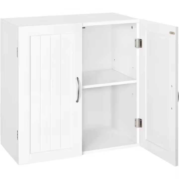 Armario de Baño Pared 59,5x31x59,5cm Mueble Baño Suspendido con Dos Puertas Armario Colgante para Cocina Cuarto de Baño,Lavadero,Ajustable Bandeje y Antivuelco - 1