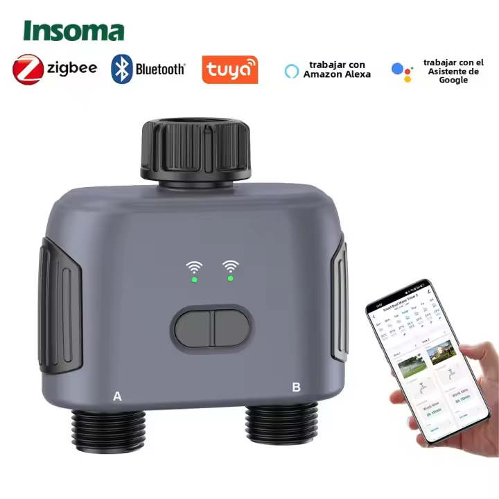 Insoma Timer Automático De Riego Para Jardín 2 Salidas Programador De Riego De Fregadero Herramienta Para Tubo De Riega - 1
