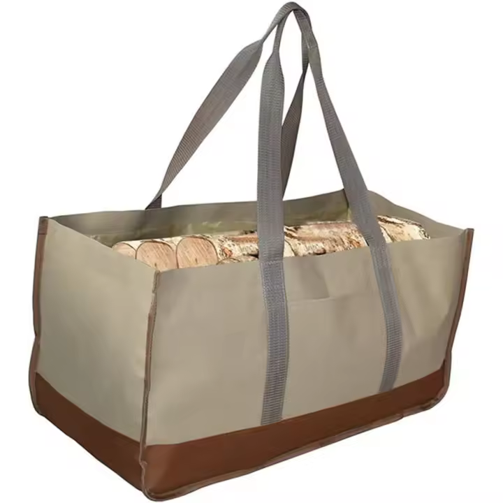 Portable Firewood Bag Holder Canvas Log Carrier Bag Firewood Holder Bags with Padded Handle and Shoulder Strap Large Wood Storage Bag - 1