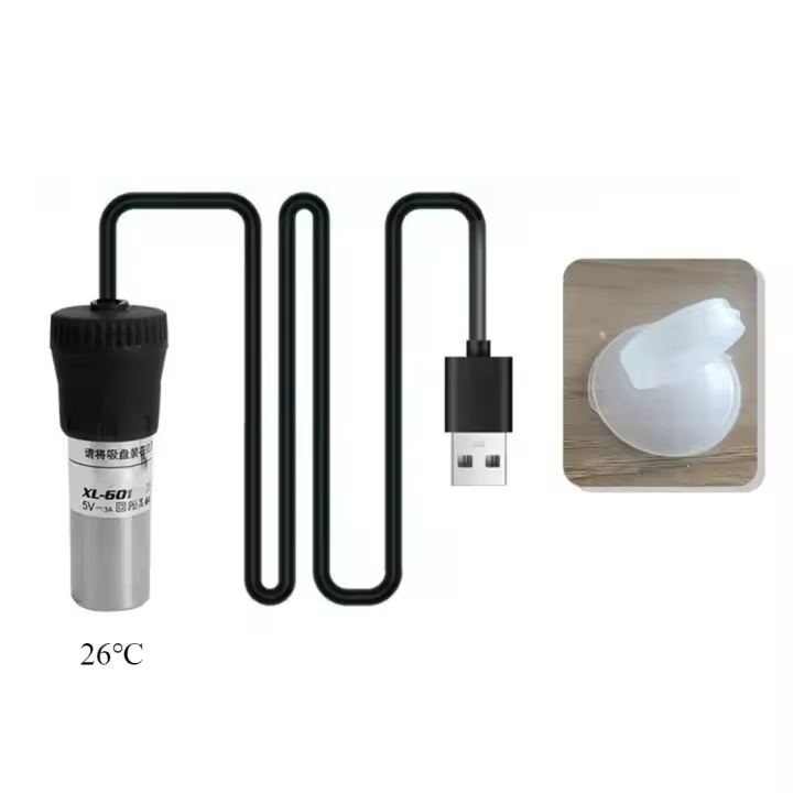 Calentador De Acuario Ajustable Submersible Para Tanque De Peces 20W/25W Con Pantalla Digital Controlador Externo De Temperatura USB Mini 18-34°C - 1