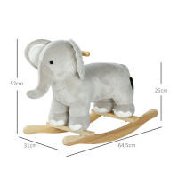 AIYAPLAY Caballo Balancín para Niños de 2-4 Años Caballo de Juguete en Forma de Elefante con Sonido Asas y Base de Madera Carga 40 kg 64,5x31x52 cm Gris - details 2