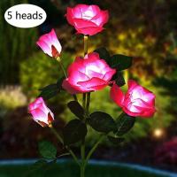 Lámparas Solares De Jardín Con Forma De Rosa 5 Cabezas Decorativas Para Patio Y Yarda Iluminación Exterior LED De Batería Recargable - details 6