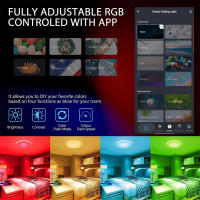 Lámpara De Techo Redonda Inteligente 24W RGB+WW+CW Soporte Para Control Remoto Por Smartphone Iluminación Variable De Color Con Ilusión Lámparas Modernas Para El Hogar - details 7
