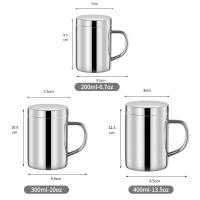 Taza De Café De Acero Inoxidable Con Doble Aislamiento 200/300/400ml Incluye Tapa Y Mango Para Viaje Oficina Camping Taza De Metal Para Café Y Té - details 4