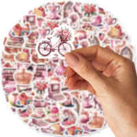 46pcs Pegatinas De Graffiti Rosa Para Laptop Y Maleta Con Diseños De Perfume Cámara Tacones Altos Decoración Resistente Al Agua PVC Clásico Juguete Para Niñas - details 6