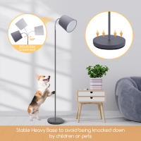 Aigostar Lámpara de Pie Salón Vintage,   Lampara de Pie con Cuello de Cisne Flexible y Foco Ajustable 360º, Compatible con Bombillas E14, Pantalla de Tela Gris, Pie Metálico, Interruptor de Pie - details 4