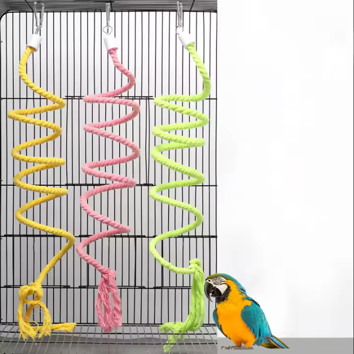 Juguete Para Pájaros Aleatorio Colorido Perro De Imitación De Cuerda Colgante Para Masticar En Jaula De Pájaros Juguete De Mordida Para Cacatúa Entrenamiento - 1
