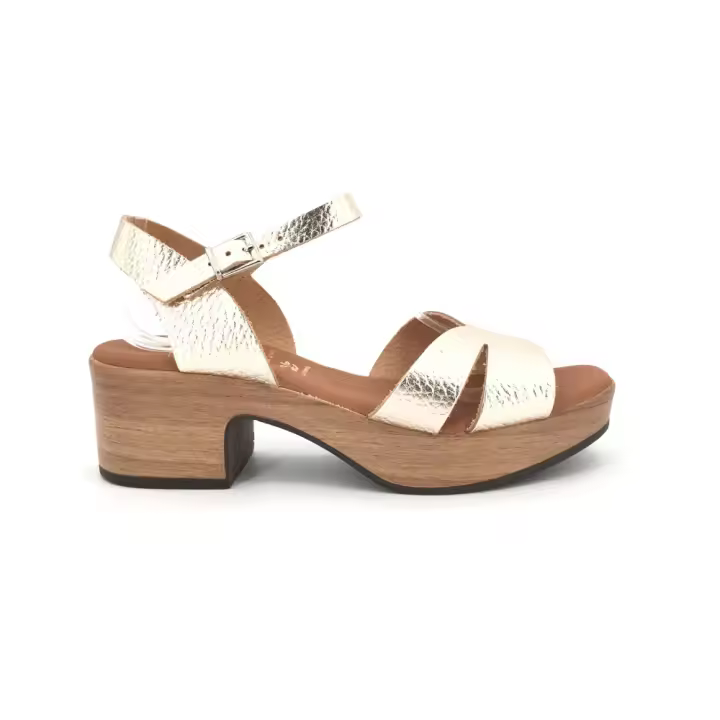 Sandalia Oh! My Sandals para mujer, mod.5381, Sandalia suela de madera tacón y topolino cierre de hebilla - 1