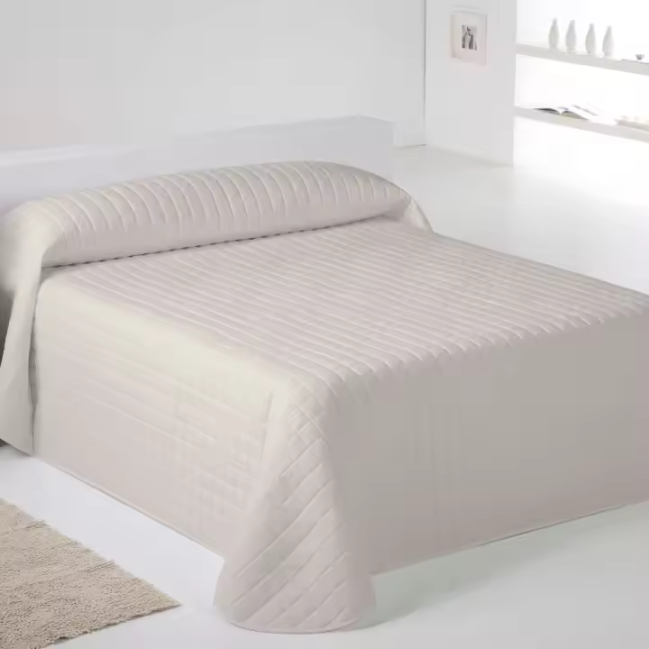 ICEHOME - Colcha Bouti Reversible Lisa - Microfibra Extra Suave de Alta Calidad - Blanco/Gris/Beige - Acolchado a Rombos - Cama 90-105/135/150/180 - Relleno ligero 70 gramos - Fabricado en España - 1