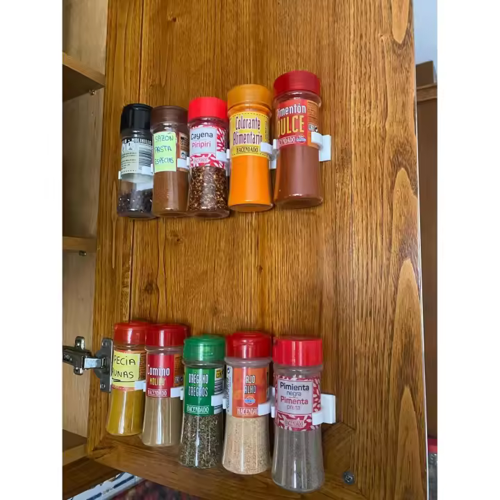 Estante de plástico gris para tarros de cocina, soporte adhesivo montado en la pared para botellas de condimentos, soporte para botellas de especias, herramienta, estante de almacenamiento de cocina,  MARKETPLACEXT  H106 - 1