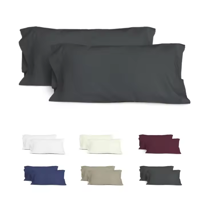 Juego de 2 Fundas Almohada para Cama- Funda Almohada Larga , Poliéster Transpirable y Suave, Abiertos por los lados. - 1