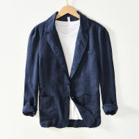 Nueva Chaqueta De Lino Puro Para Hombre Diseñadora Calidad Casual Marca Blazer Moda Tamaño plus M-4XL Ropa Suits Tops - details 3