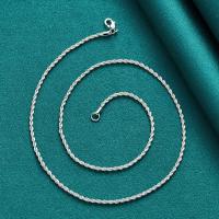 Collar de plata de ley 925 para hombre y mujer, cadena de cuerda trenzada de 3mm de ancho, joyería de moda, regalo - details 1