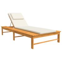 vidaXL Tumbona con cojín y almohada madera maciza acacia Cojín de color Gris oscuro o crema Sillas de Exterior Ideal para jardín, playa, piscina, terraza Tumbona Piscina Tumbonas Playa Tumbonas Jardín Exterior - details 0