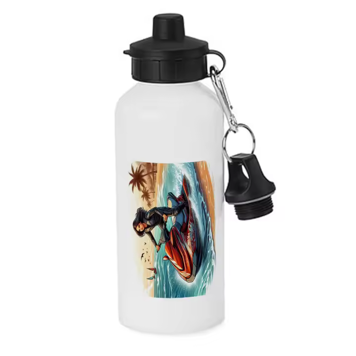 MERCHANDMANIA BIDON DEPORTIVO 600 ML ACERO INOXIDABLE CON CHUPON deporte agua moto acuatica carrera playa botella escolar deporte bicicleta - 1