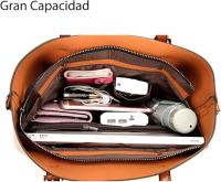 Tote Bolsa para Mujeres, Bolso de Mano con Asa Bandolera, Crossbody Bolsos, Gran Capacidad Suave PU Cuero Señora Bolsos de Hombro (Marrón) - details 2