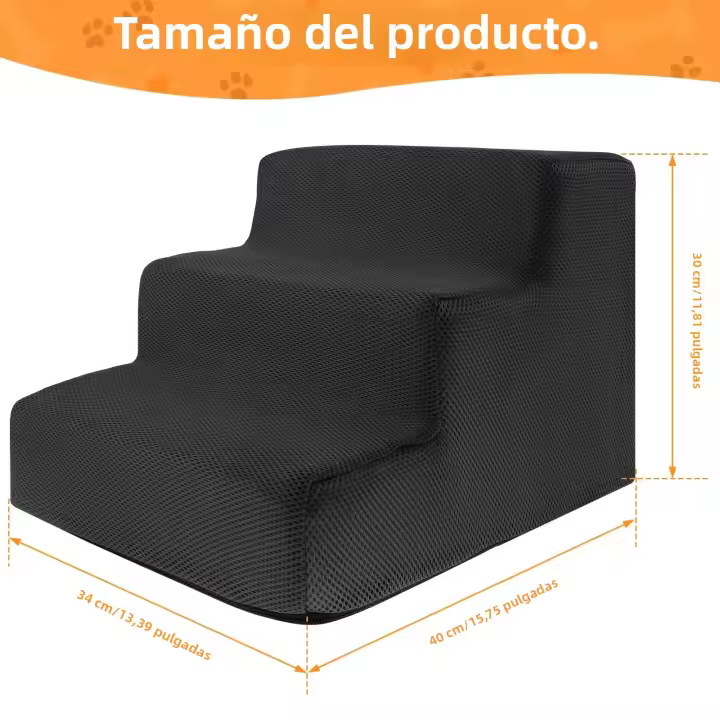 Escaleras Para Mascotas 3 Pasos De Almohadilla De Espuma De Alta Densidad Antideslizante Desmontable Y Lavable Para Perros Pequeños Pasos De Gato Suministros Para Mascotas - 1