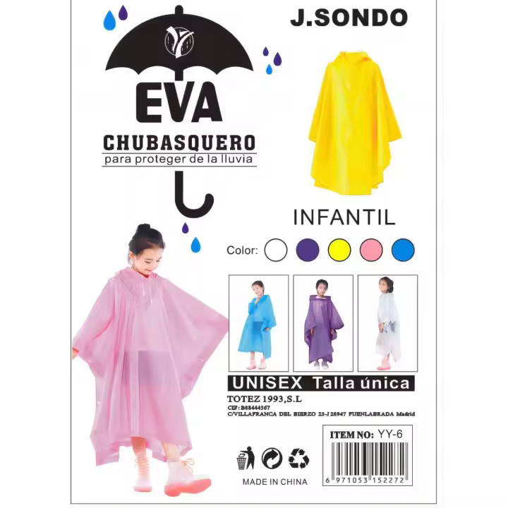 J.S ONDO CHUBASQUERO Impermeable, 1PAQUETE 12 Piezas Reutilizable Chubasquero INFANTIL Ligero Poncho O CHUBASQUERO CON BOTON de Lluvia Unisex Chubasquero  Impermeable con Gorra - 1