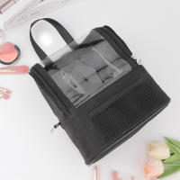 Bolso Portátil De PVC Para Maquillaje Gran Capacidad Transparente Semi-Transparente Estilo Exterior Organizador Diagonal Negro - details 5