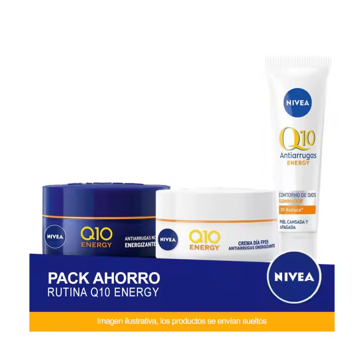 NIVEA Q10 ENERGY Pack ahorro - Contiene Crema de Día FP15 + crema de Noche + Contorno de Ojos - 1