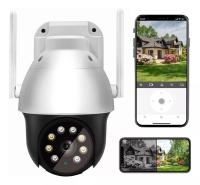 Cámara de vigilancia con grabación de vídeo | Cámara WIFI de 2.4 G con vista panorámica de 350° | Con detección humana y seguimiento automático | Visión nocturna a todo color, audio de 2 vías, alarma de luz sonora, impermeable | Marca: RevolutionLine - details 0