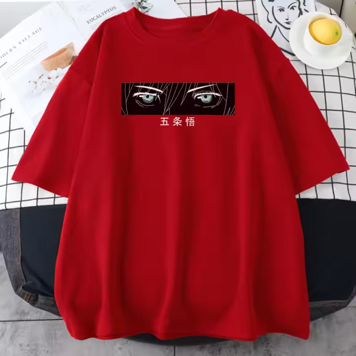 Camiseta De Algodón Para Hombre Gojo Satoru Jujustu Kaisen Impresiones Estilo Casual Manga Corta Transpirable Cuello Redondo - 1
