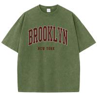Camiseta De Algodón Cómoda Para Hombre Con Impresión De Letras De Brooklyn New York Cuello Redondo Estilo Hip Hop Suelta Y Cómoda Para Todo El Año - details 11