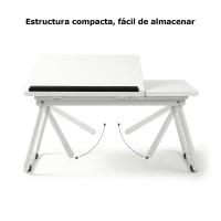 Mesa perezosa multifuncional, Mesa plegable portátil multifuncional de una pieza para cama, mesa de cama plegable portátil, escritorio de ordenador ajustable en altura con portavasos para cama y oficina - details 2