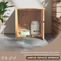 Outsunny Caseta de Jardín Exterior de Madera Armario de Exterior con 2 Puertas Magnéticas Cobertizo de Jardín Exterior para Almacenamiento de Herramientas 77x55x72 cm Marrón - details 3