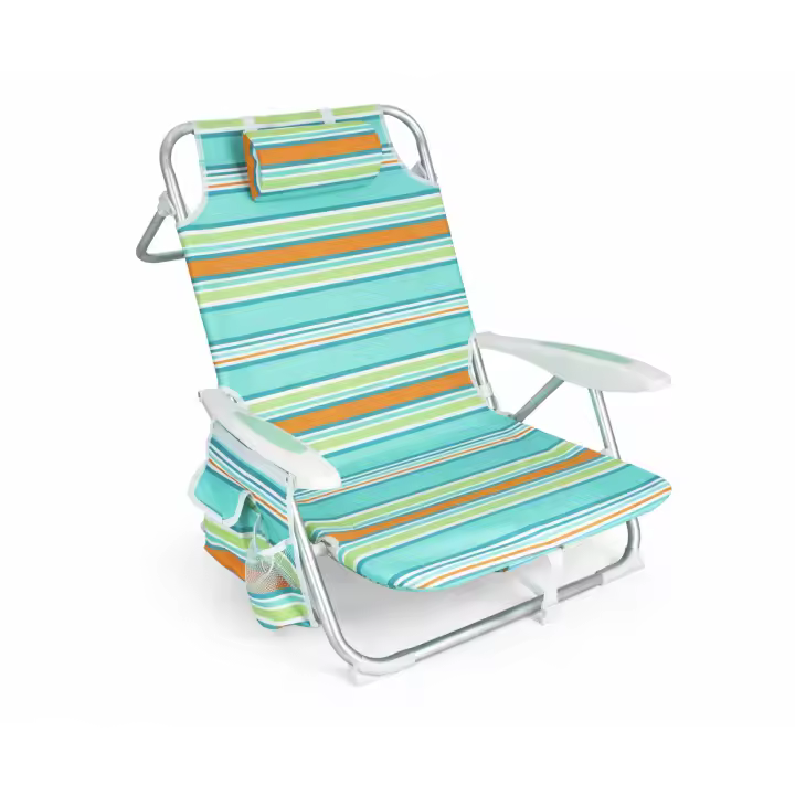 Silla Plegable de Playa y Camping de Aluminio con Respaldo Reclinable. Silla Baja Compacta con Brazos Ergonómicos, Correa Transporte y Estructura Ligera de Exterior. - 1