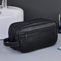 Bolsa De Viaje Para Hombres Doble Capa De Cuero PU Organizador De Baño Resistente Al Agua Para Shaving Y Cosméticos Kit Dopp Estuche De Almacenamiento - details 12
