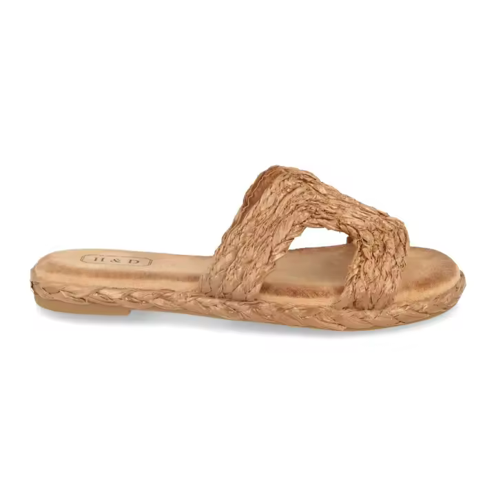 PuntoSalao Sandalias planas yute y pala abierta mujer color camel - 1