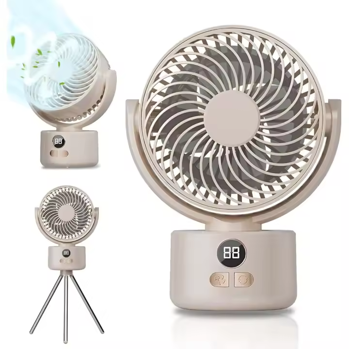 Ventilador de escritorio con pantalla digital y batería de larga duración. - 1