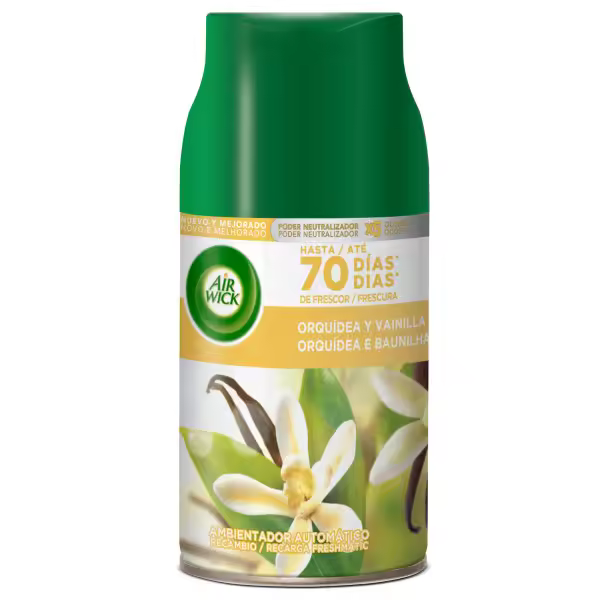 Air Wick Ambientador Freshmatic - Recambio Spray Automático, Esencia para Casa con Aroma a Orquídea y Vainilla - 1