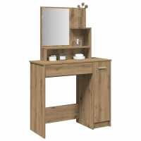 vidaXL Tocador con espejo 86,5x35x136 cm en color Blanco/Roble Sonoma/Marrón roble y más | decorativo de pared para baño dormitorio recibidor moderno - details 9