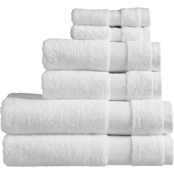 Juego de toallas de baño | Juego de 6 | 2 Baño 2 Manos 2 Rostro | Secado rápido | Tonal y elegante | Toallas de baño suaves y absorbentes,Blanco - 1